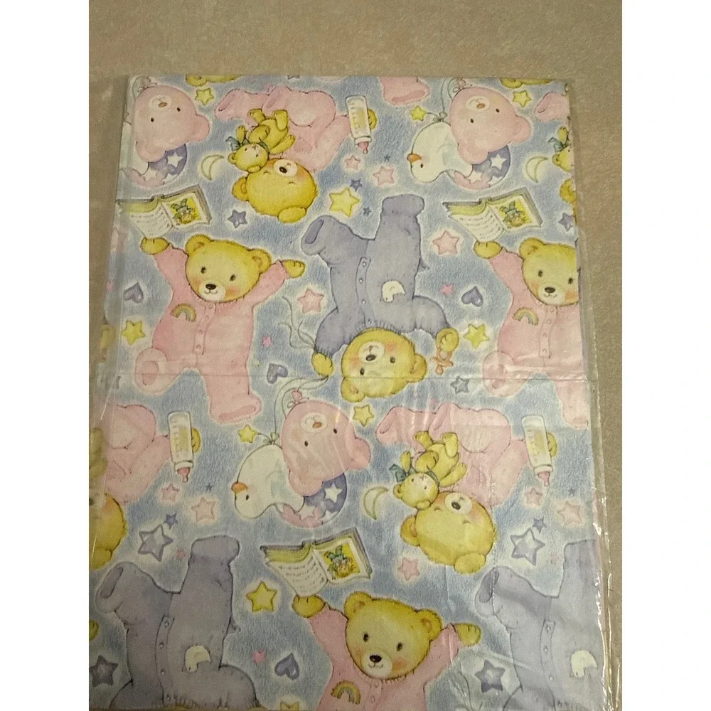 Baby Gift Wrap Lot Teddy Bears Ducks All Star Little Champ NOS 3 Sheets‎